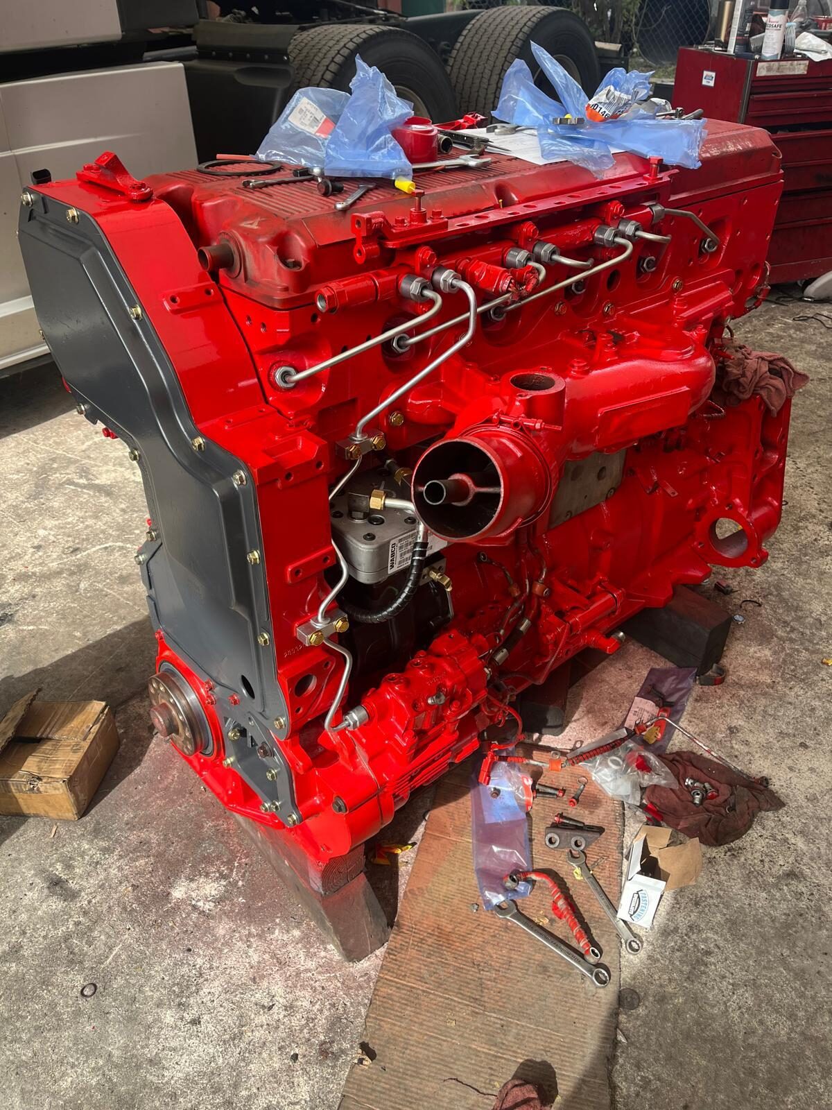 Diesel engine on a stand in our Orlando shop