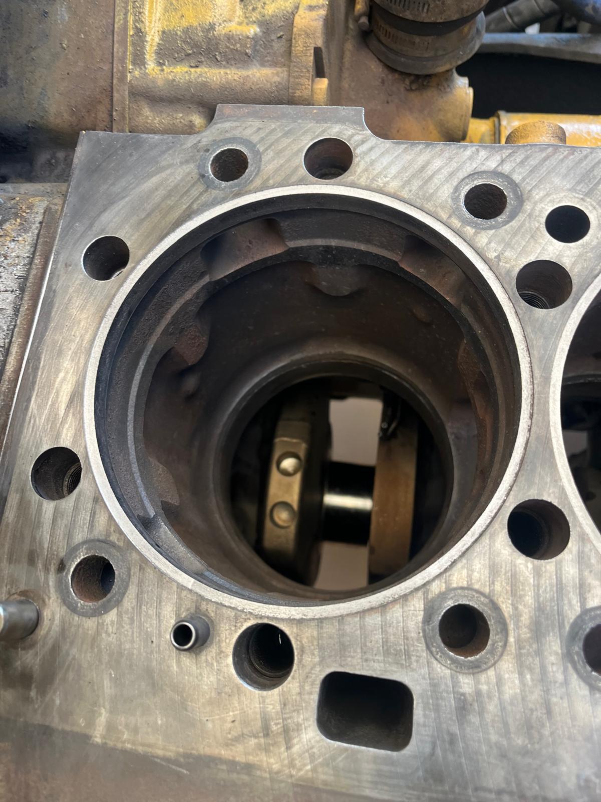 Machined engine block deck after block surfacing (decking)